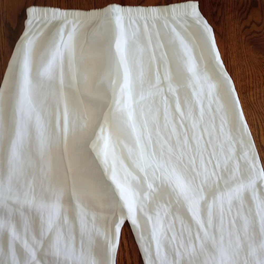 Bryn Walker White 100% Linen Pull On Pants - Picture 4 of 7